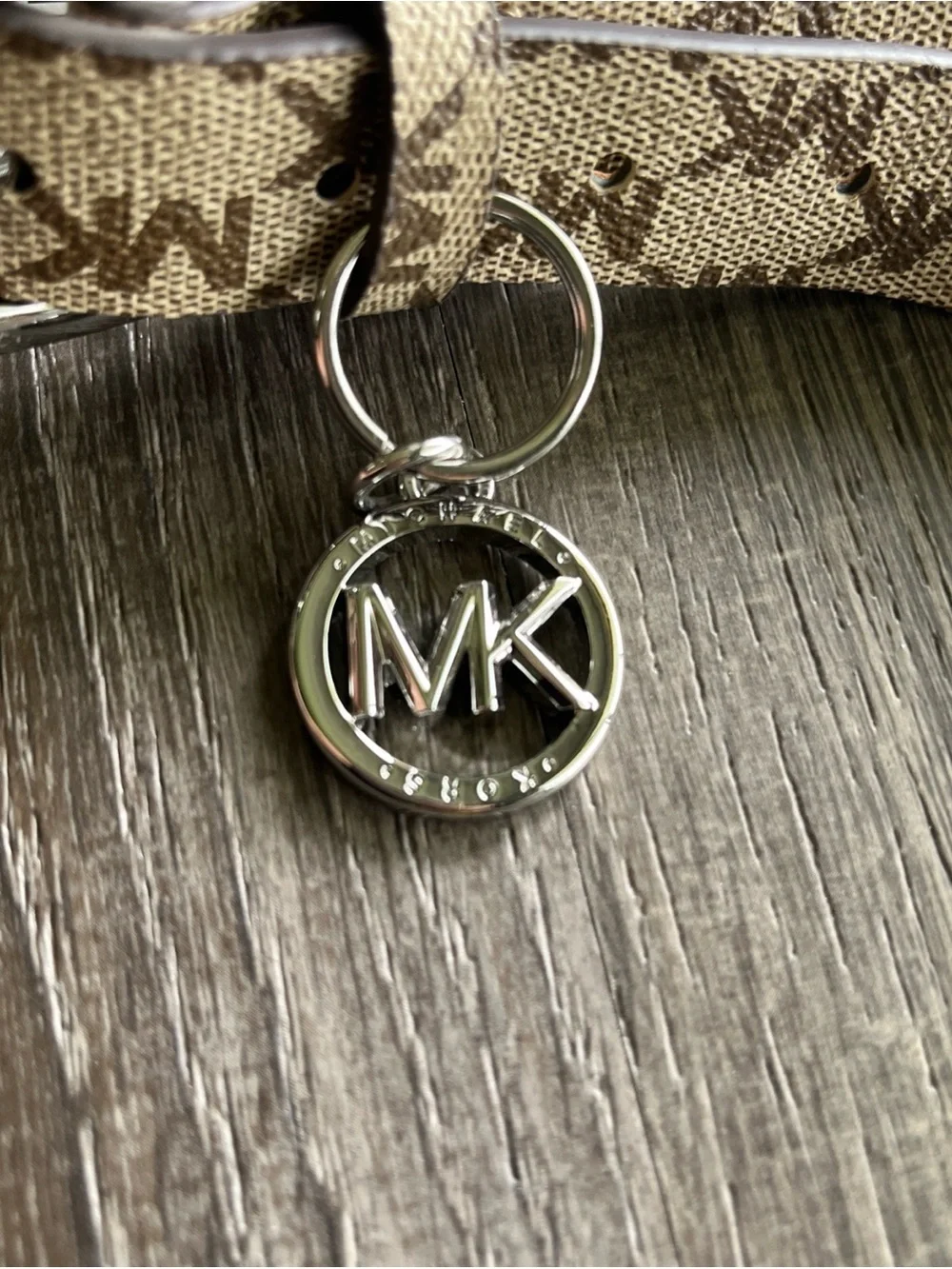 Michael Kors Belt Bag / Fanny Pack MK Signature Logo L/XL cream tan & brown.